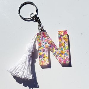 Epoxy letter inital keychains